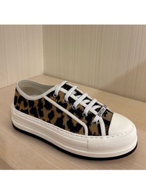 NWT Dior Walk’N’Dior Leopard Platform Sneakers, Size 9